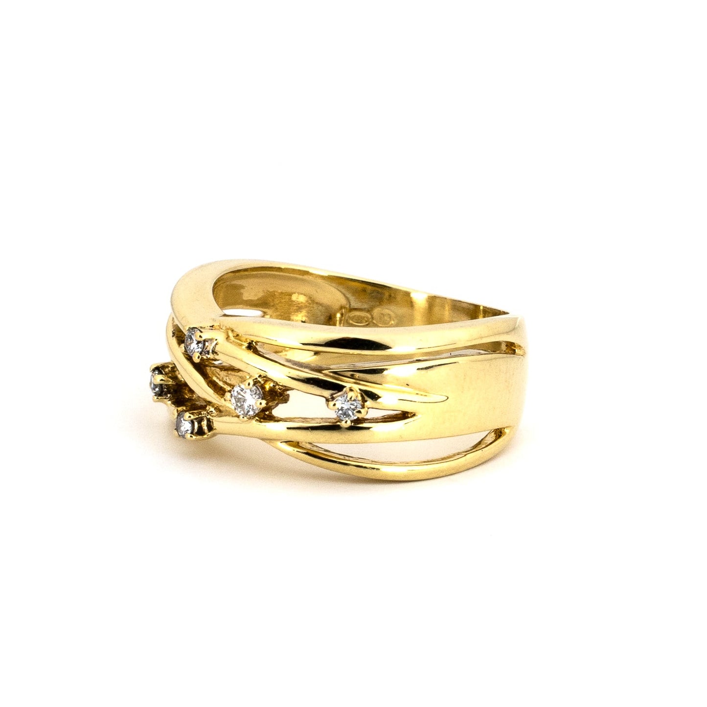 Bypass Diamond and Gold Ring