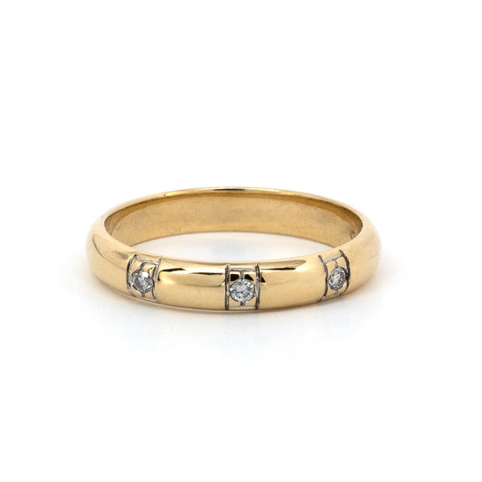 Three Diamond Studded Gold Band