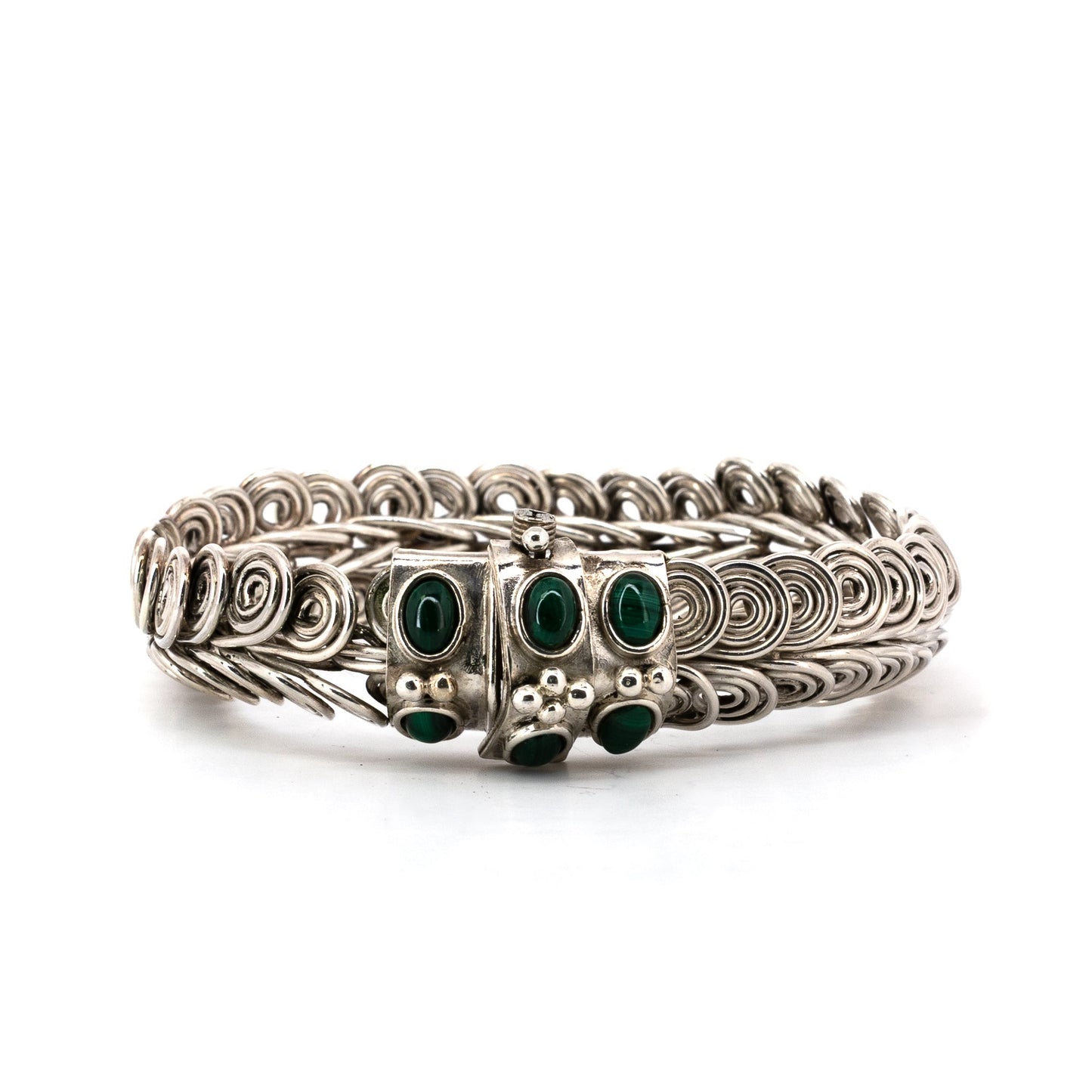 Silver Malachite Serpent Bracelet