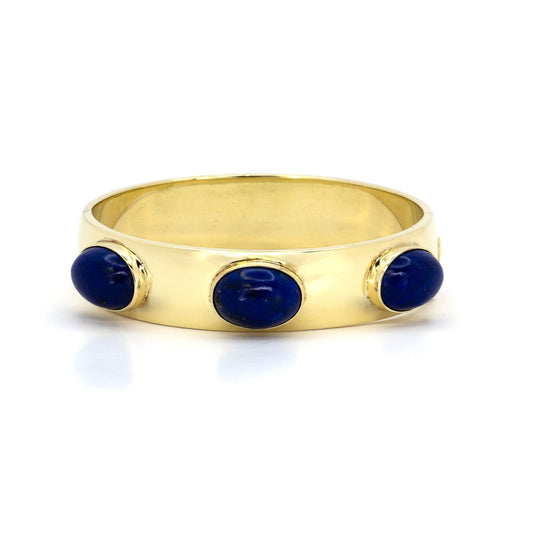 Lapis Lazuli Gold Bangle Bracelet