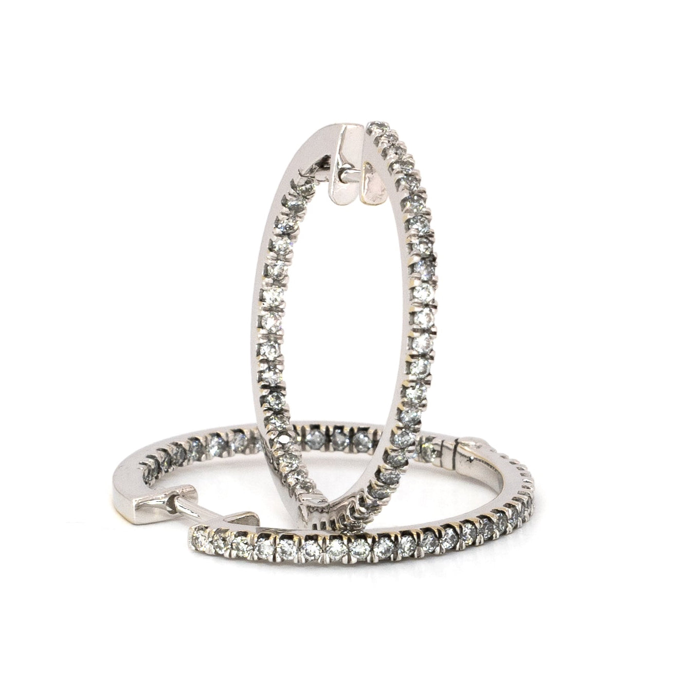 Diamond White Gold Hoops