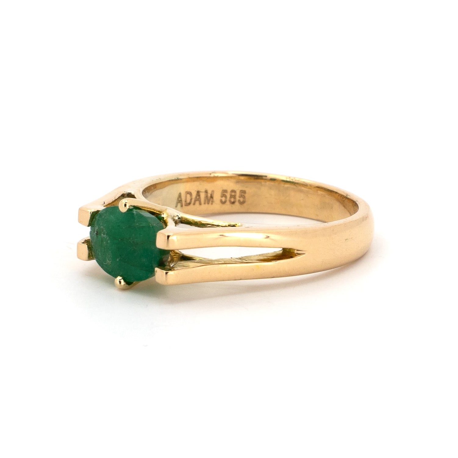 Emerald Double Shank Gold Ring