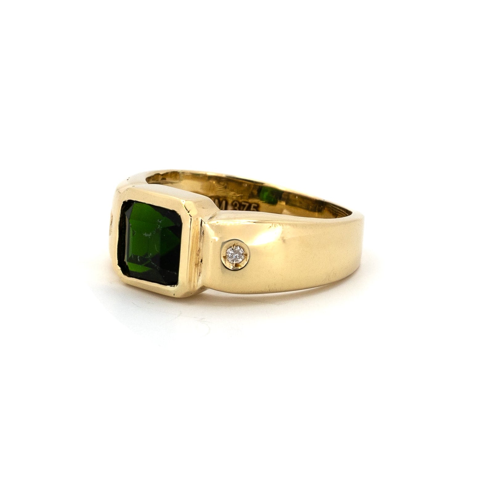 Chrome Diopside Green Bezel Solitaire Gold Ring