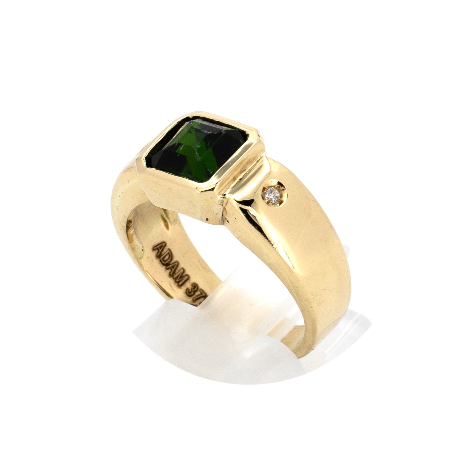 Chrome Diopside Green Bezel Solitaire Gold Ring