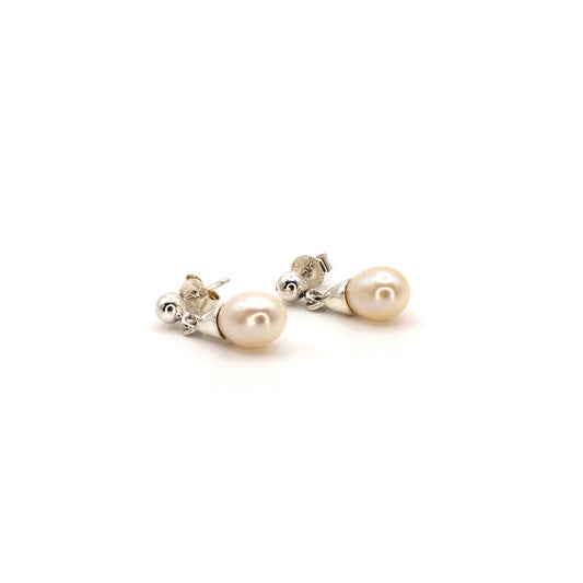 Silver Pearl Drop Earrings