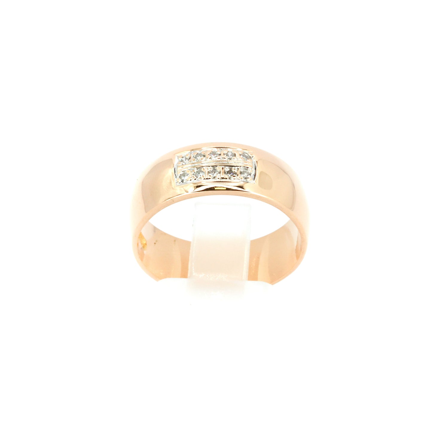 Wide Gold Band Ring with Diamond Detail