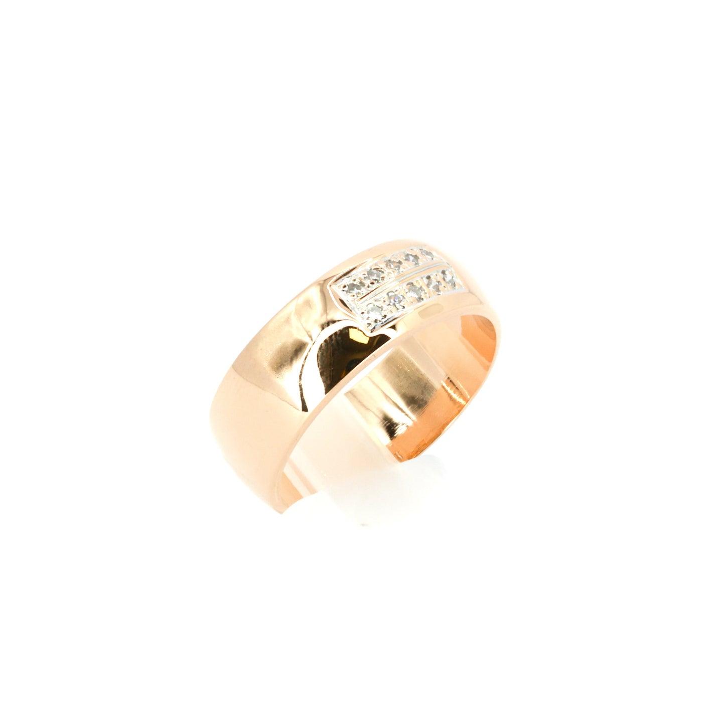 Wide Gold Band Ring with Diamond Detail