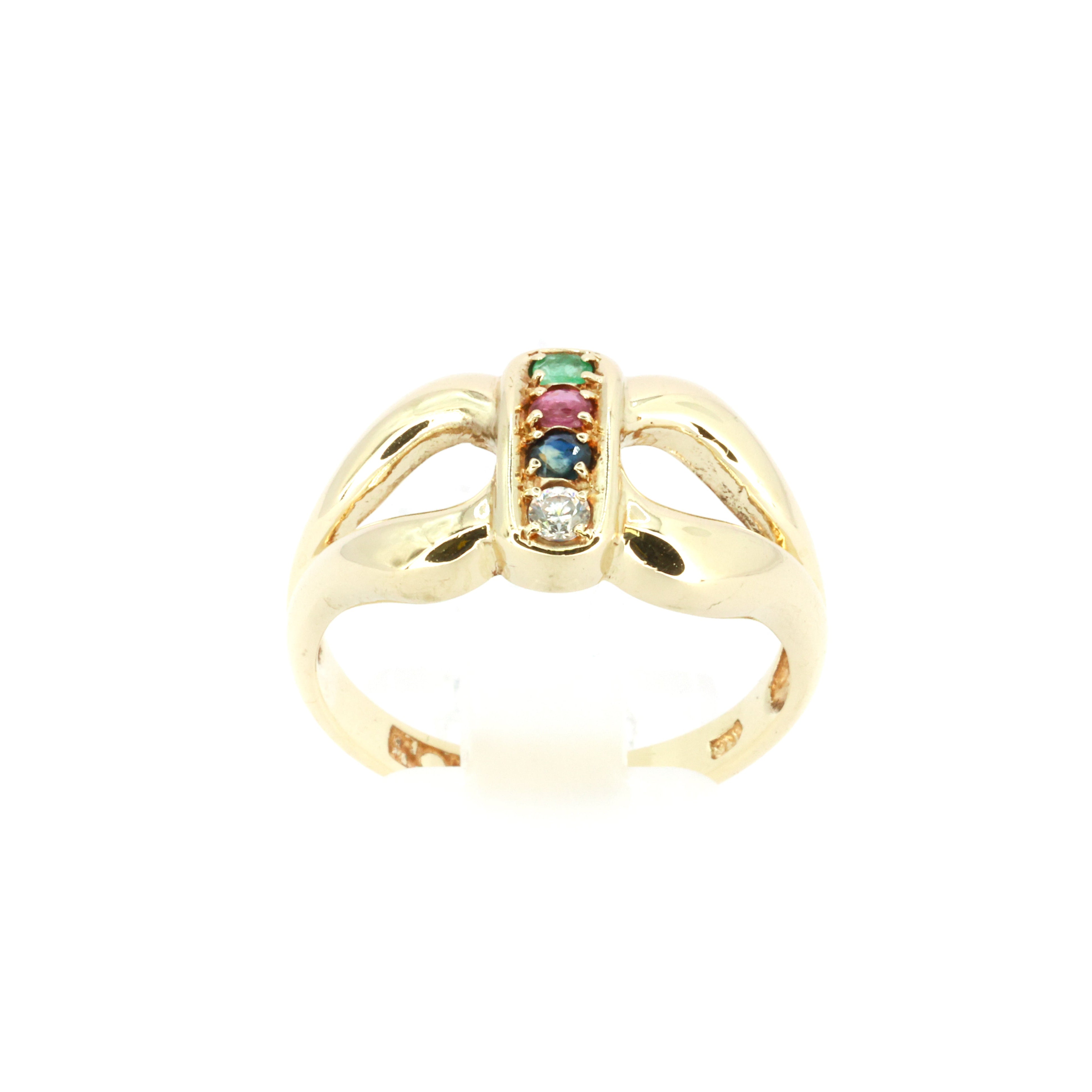 Multi-Gem Bow Gold Ring