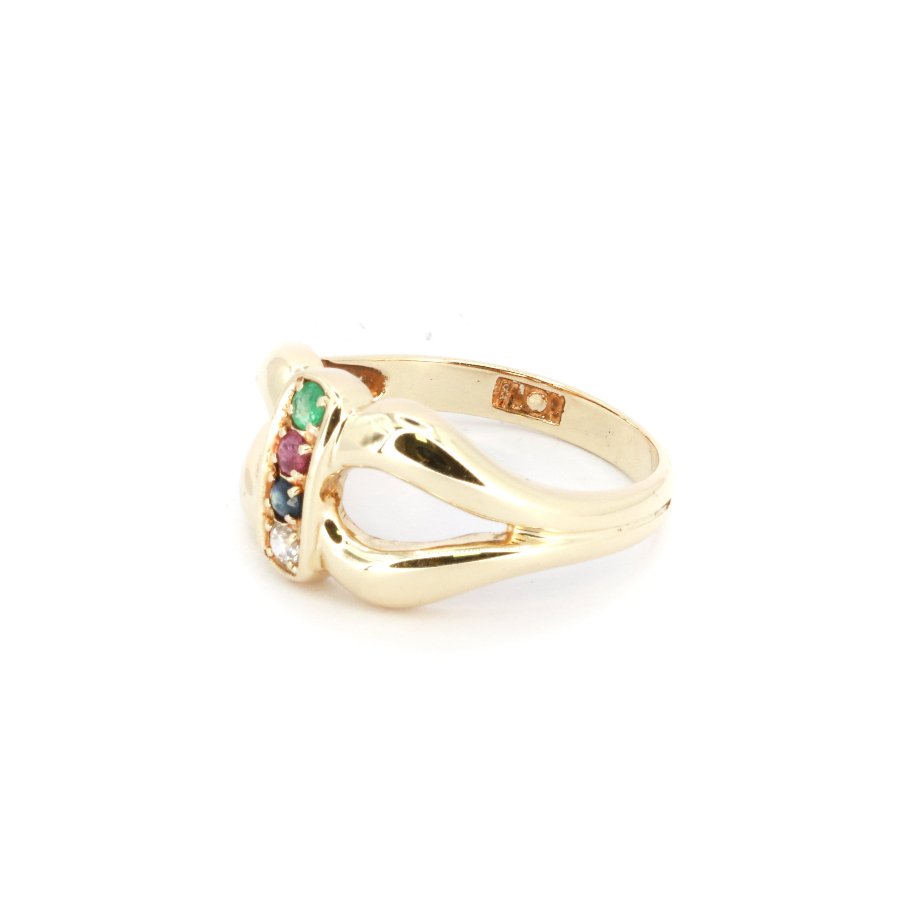 Multi-Gem Bow Gold Ring