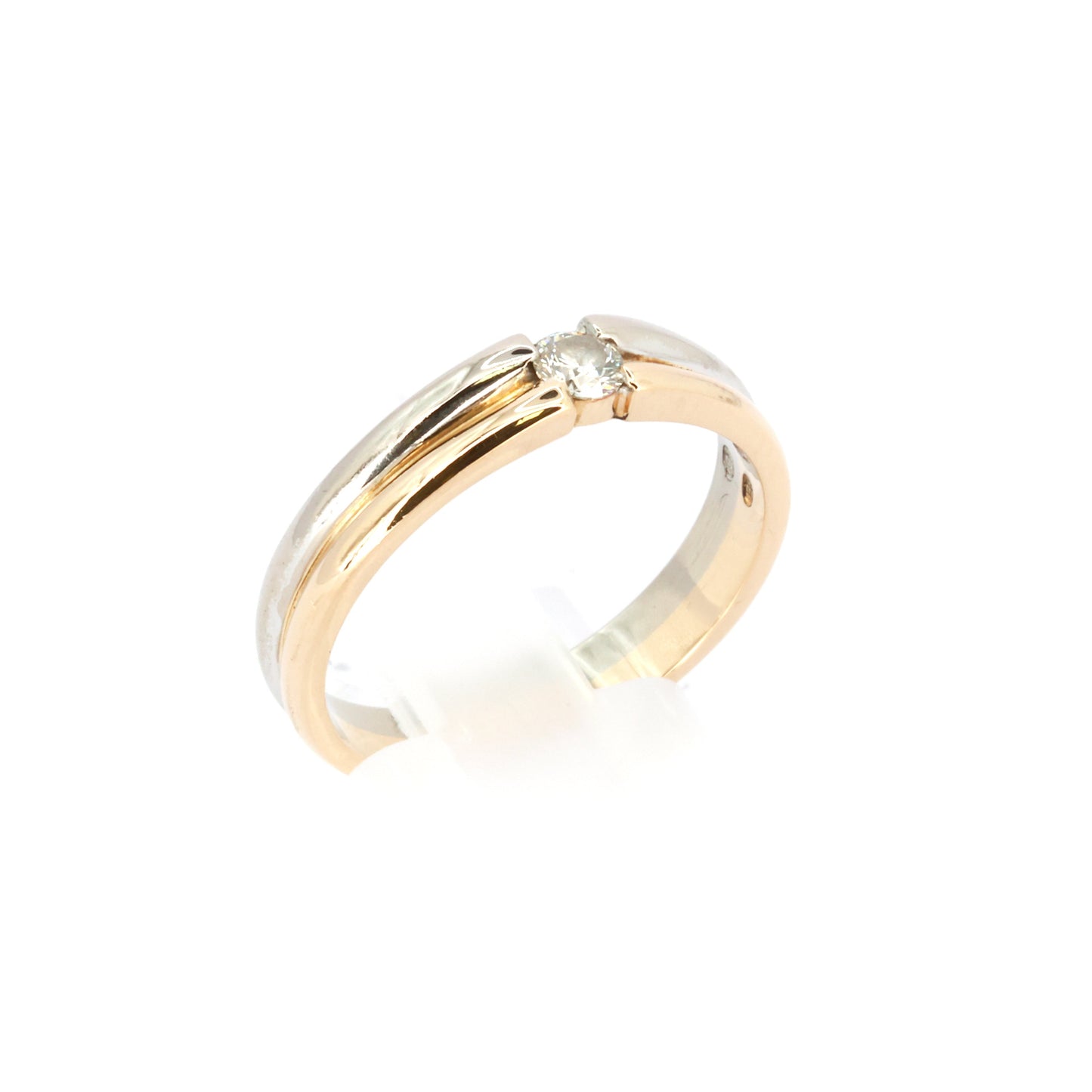 Stud Diamond White & Yellow Gold Band