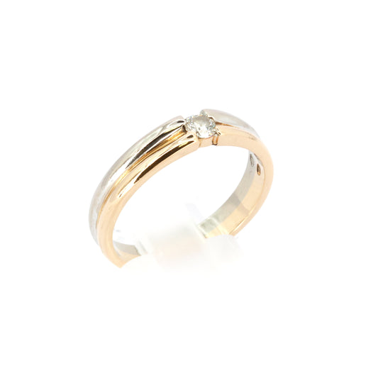 Stud Diamond White & Yellow Gold Band
