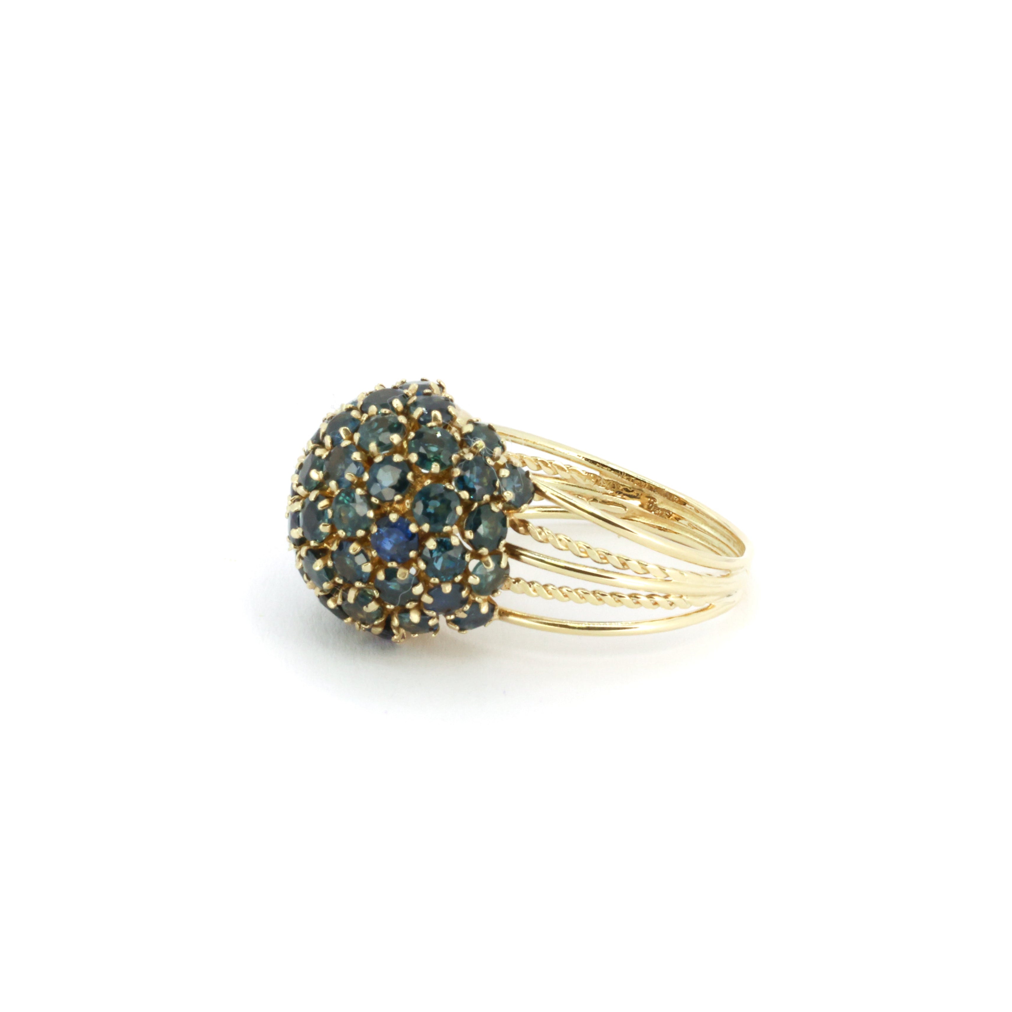 Sapphire Globe Gold Ring
