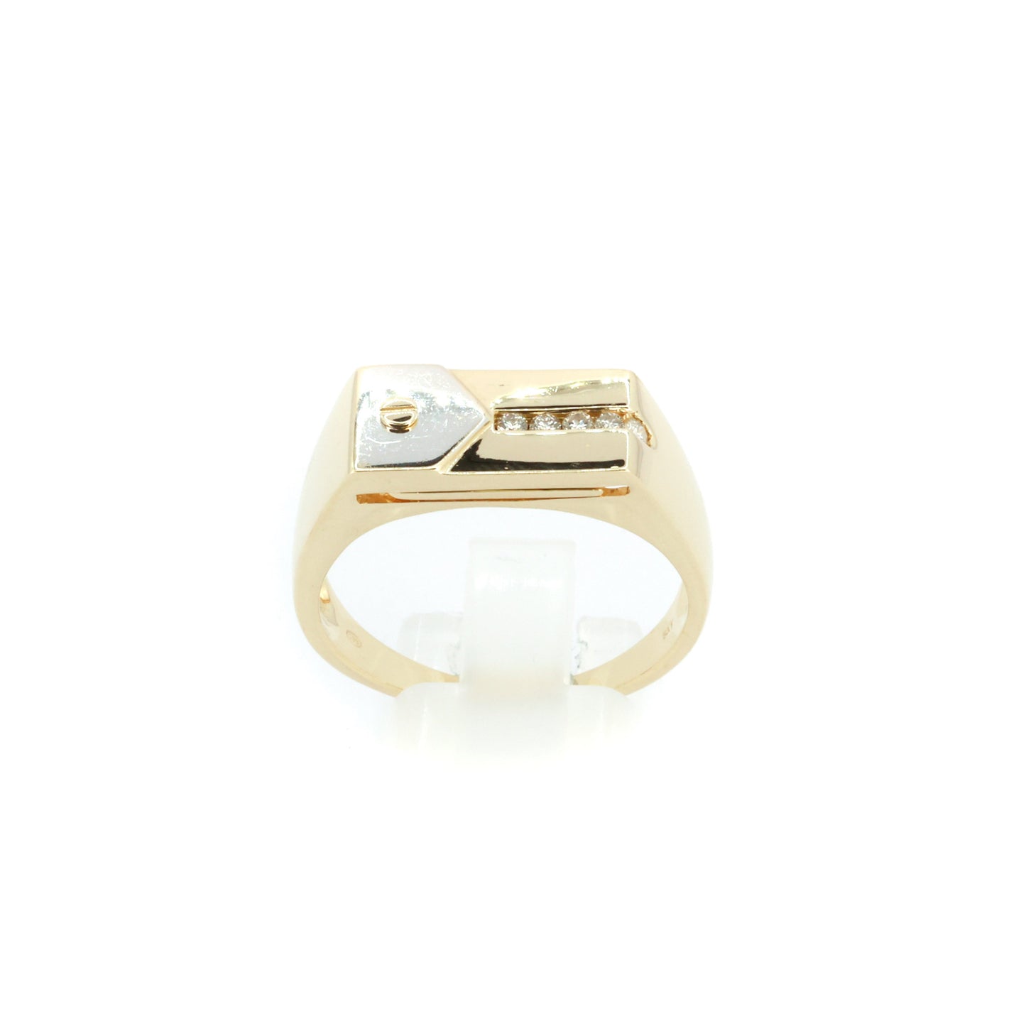 Signet Zipper-esque Diamond Gold Ring