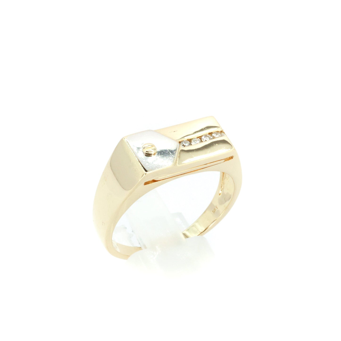 Signet Zipper-esque Diamond Gold Ring