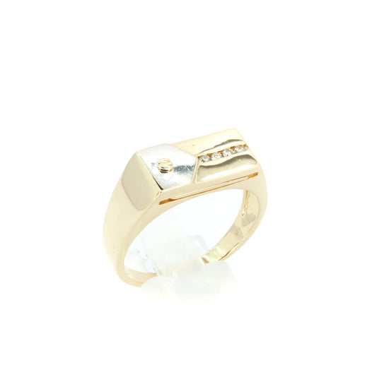 Signet Zipper-esque Diamond Gold Ring