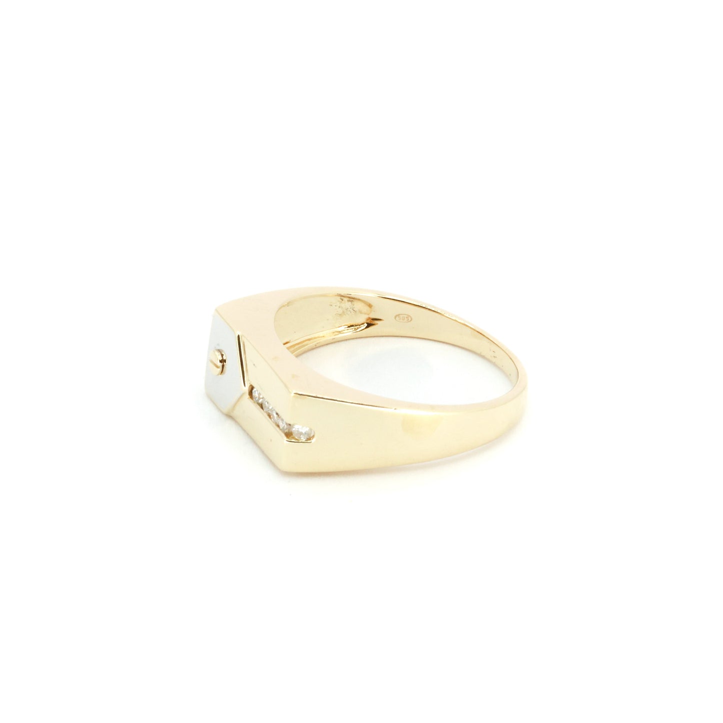 Signet Zipper-esque Diamond Gold Ring