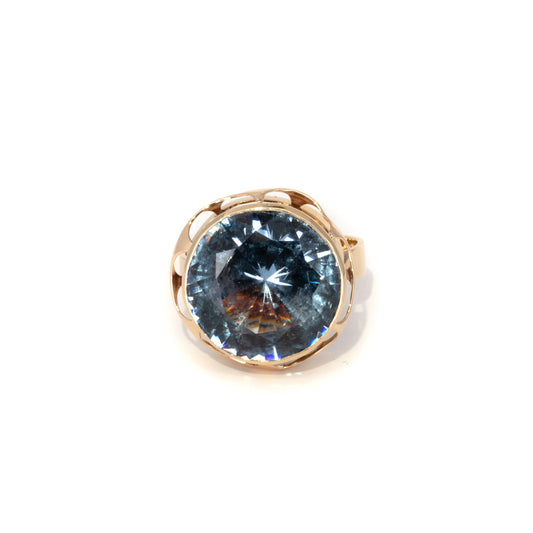 Baby Blue Vintage Cocktail Gold Ring