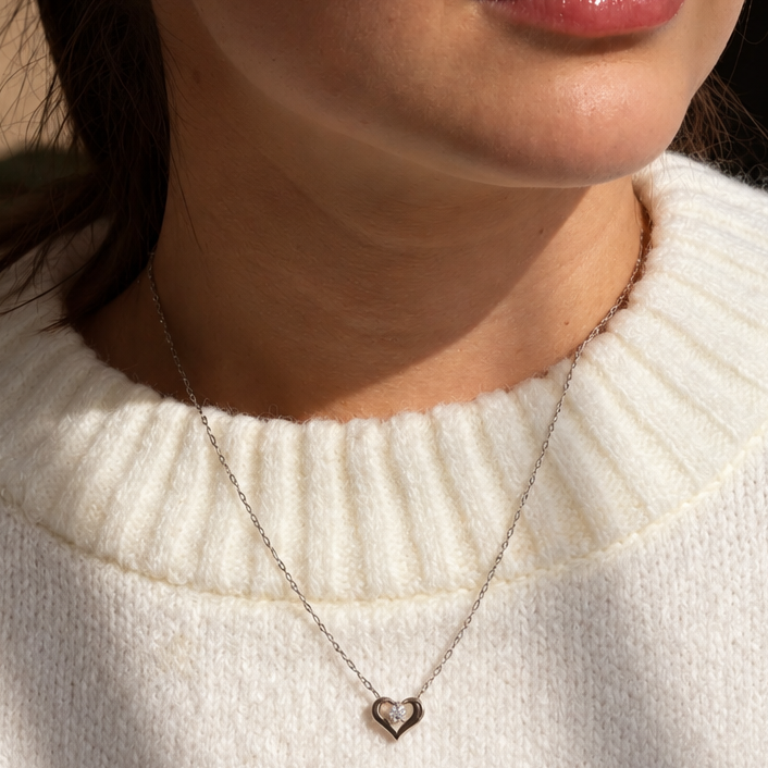 White Gold Heart Pendant Necklace