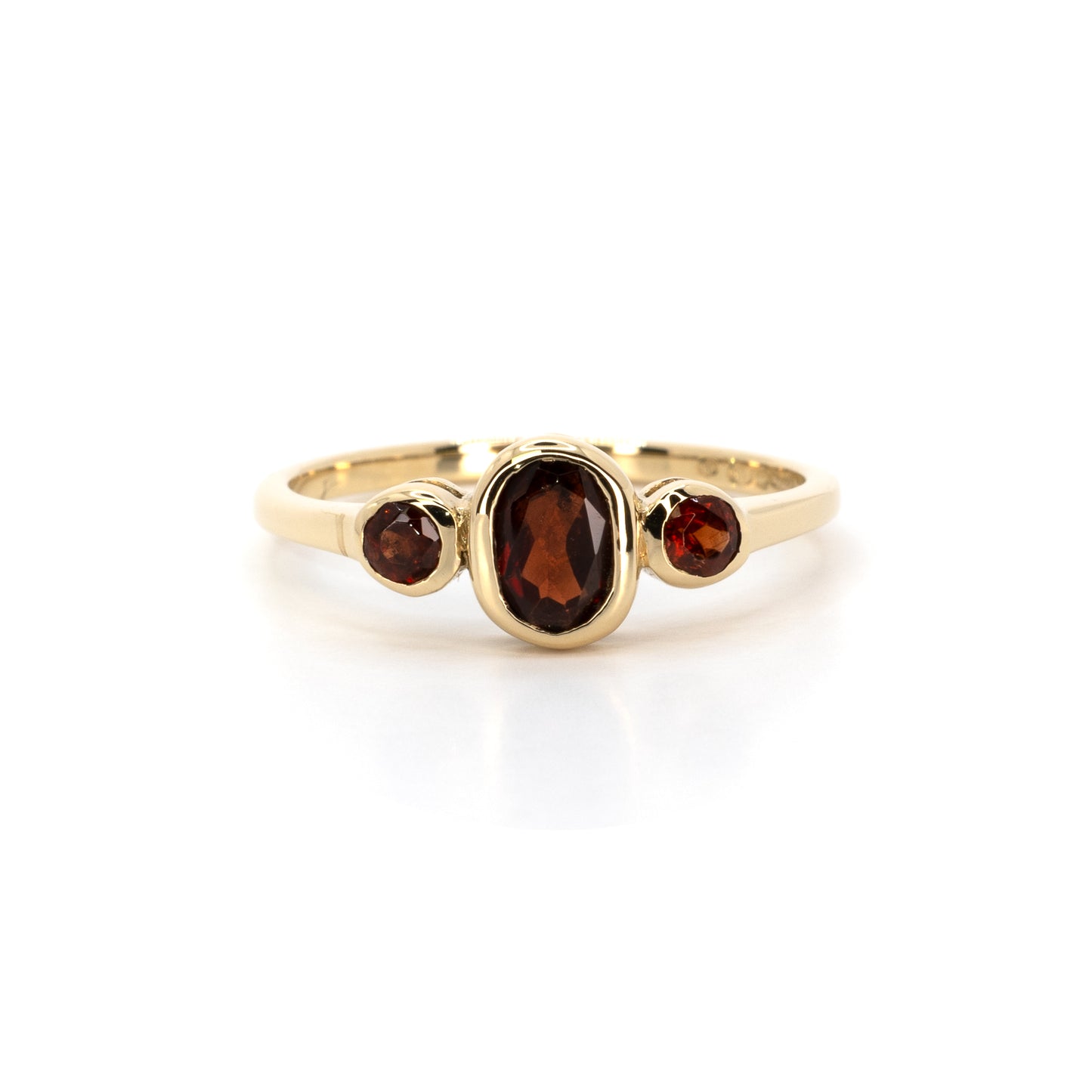 Bezel Set Three Gem Gold Ring