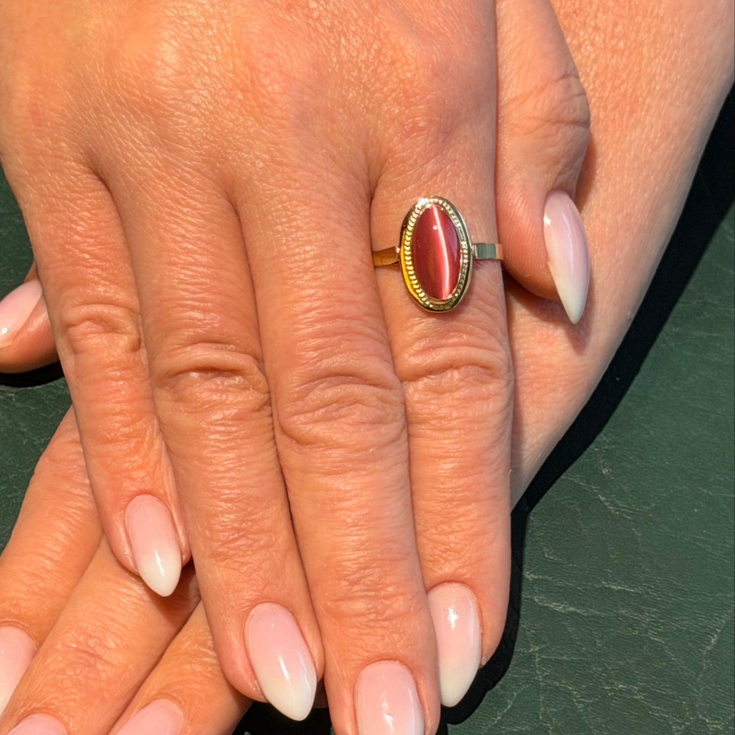 Oval Rose Gem Gold Ring