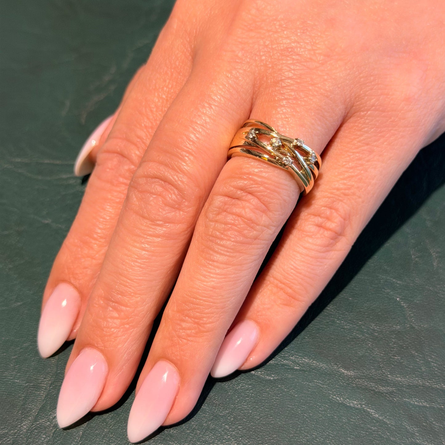 Bypass Diamond and Gold Ring