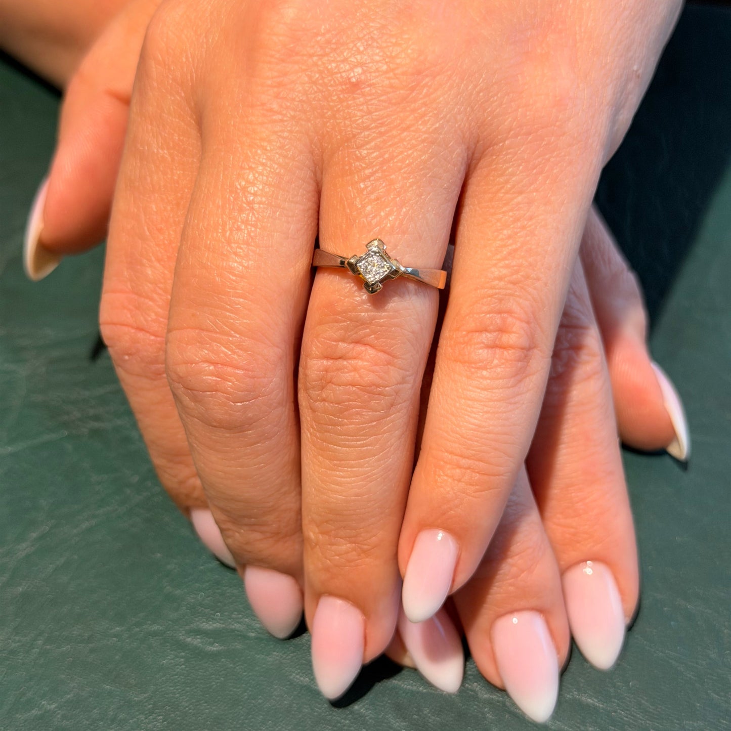 Geometric Diamond Solitaire Gold Ring