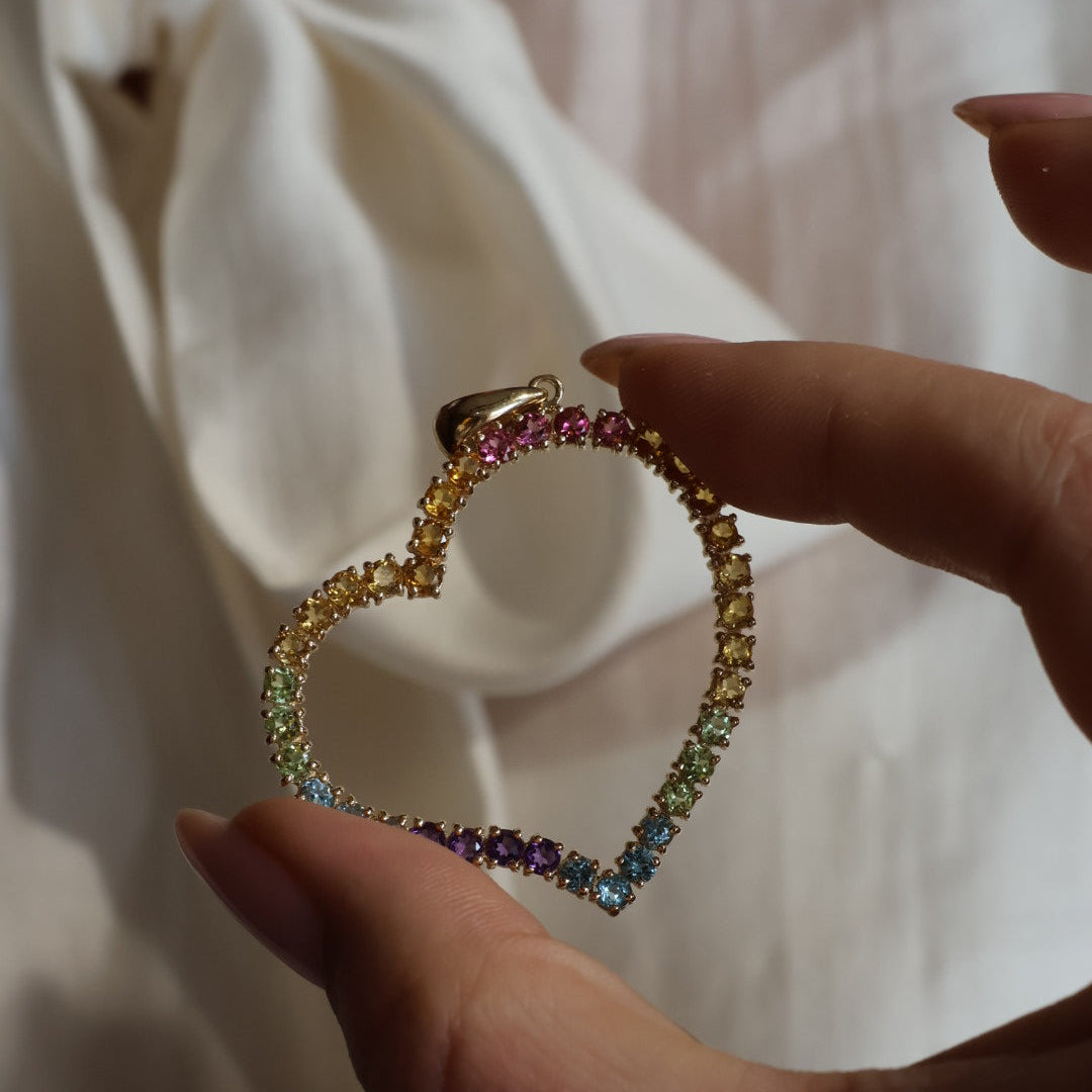 Yellow Gold Colorful Heart Pendant