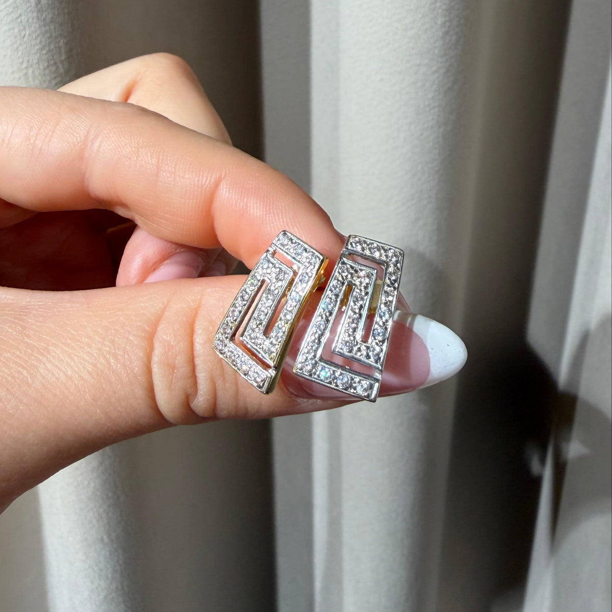 Diamond and Gold Aztec style Earrings
