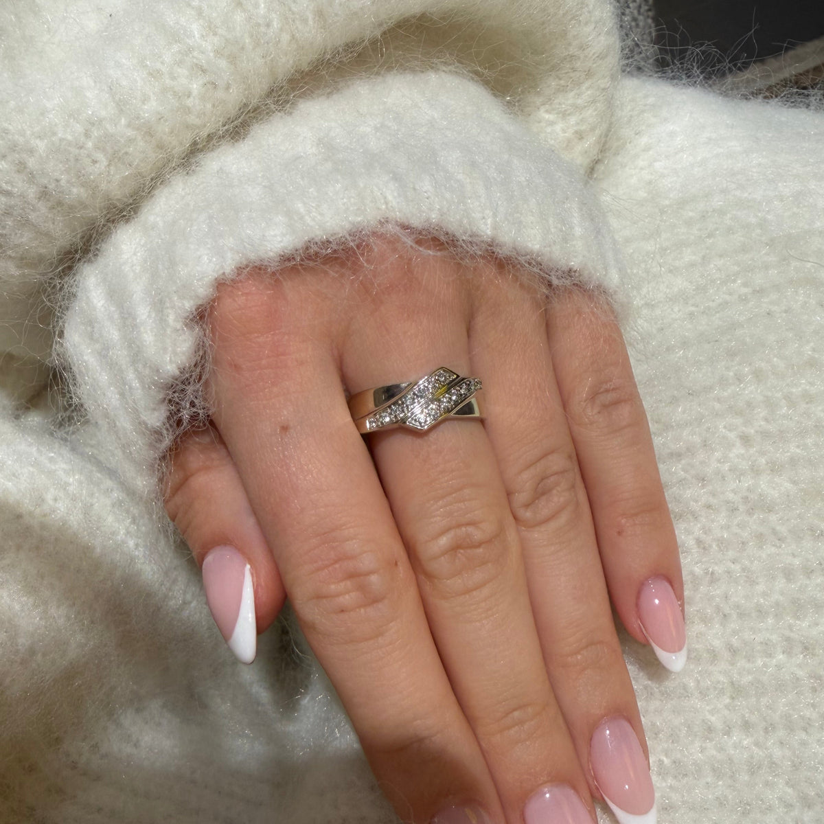 White Gold Bypass Diamond Ring