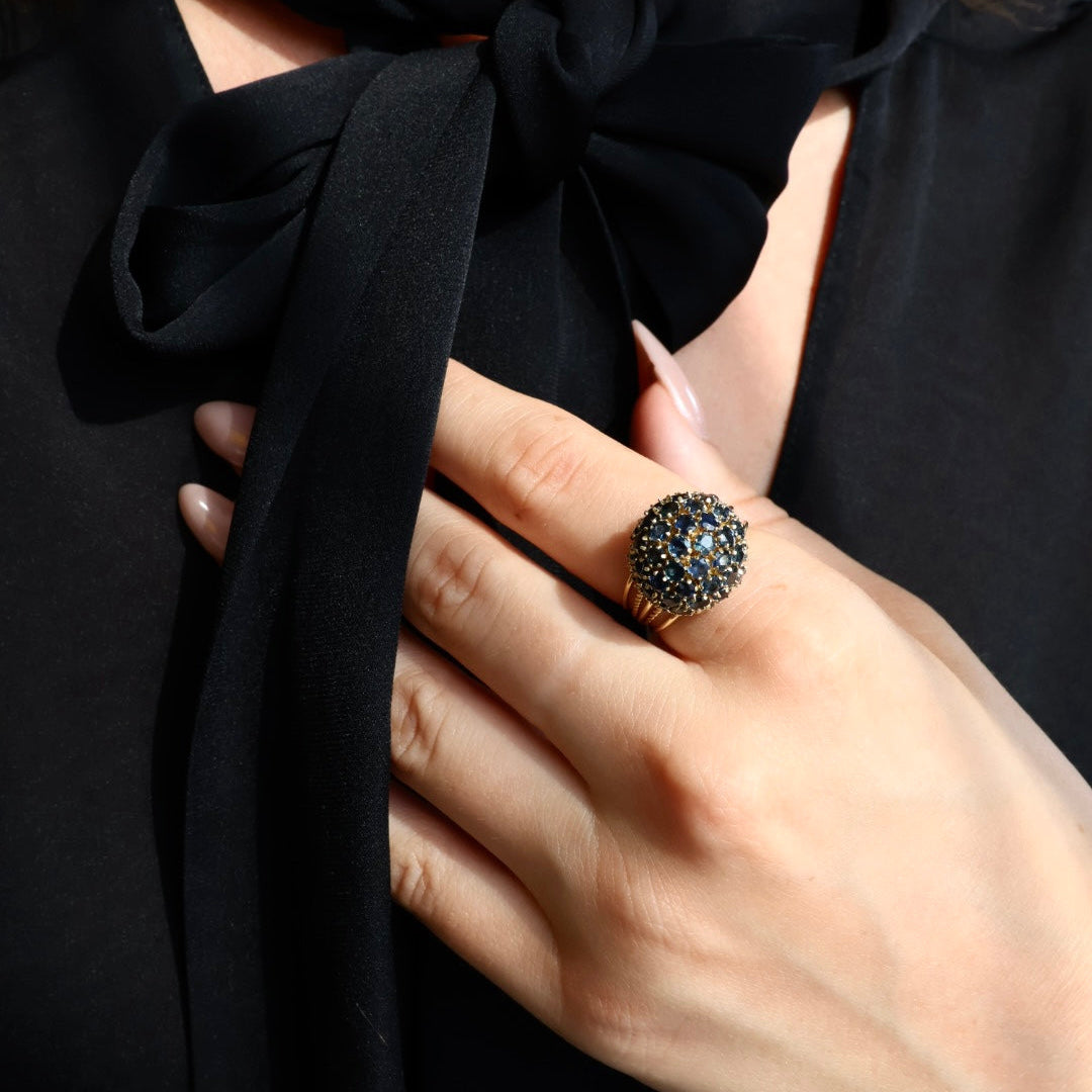 Sapphire Globe Gold Ring