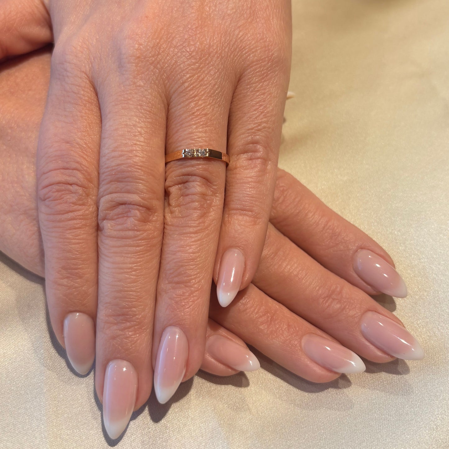 Two Studded Gold Band Ring