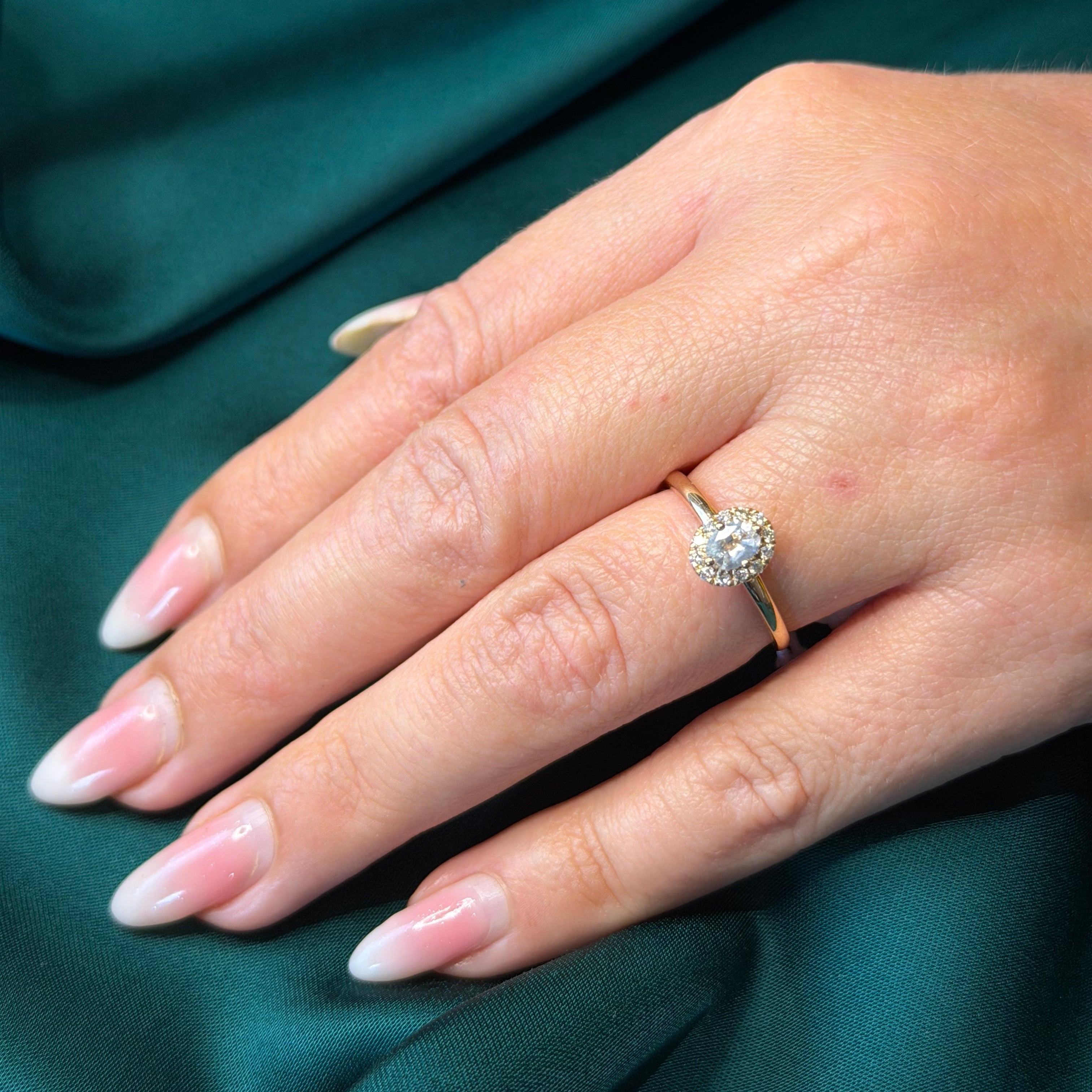 Yellow Gold Halo Ring With Diamonds