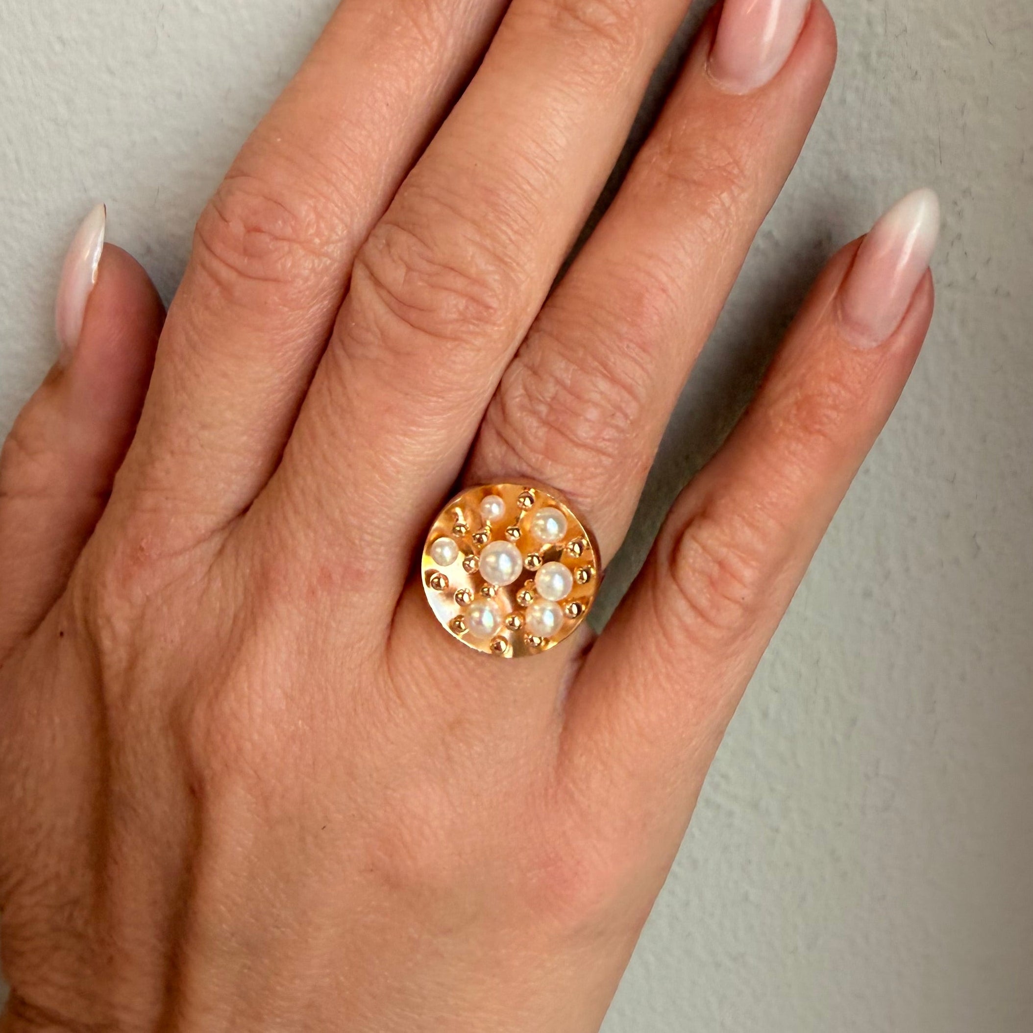 Yellow Gold Pearl Ring