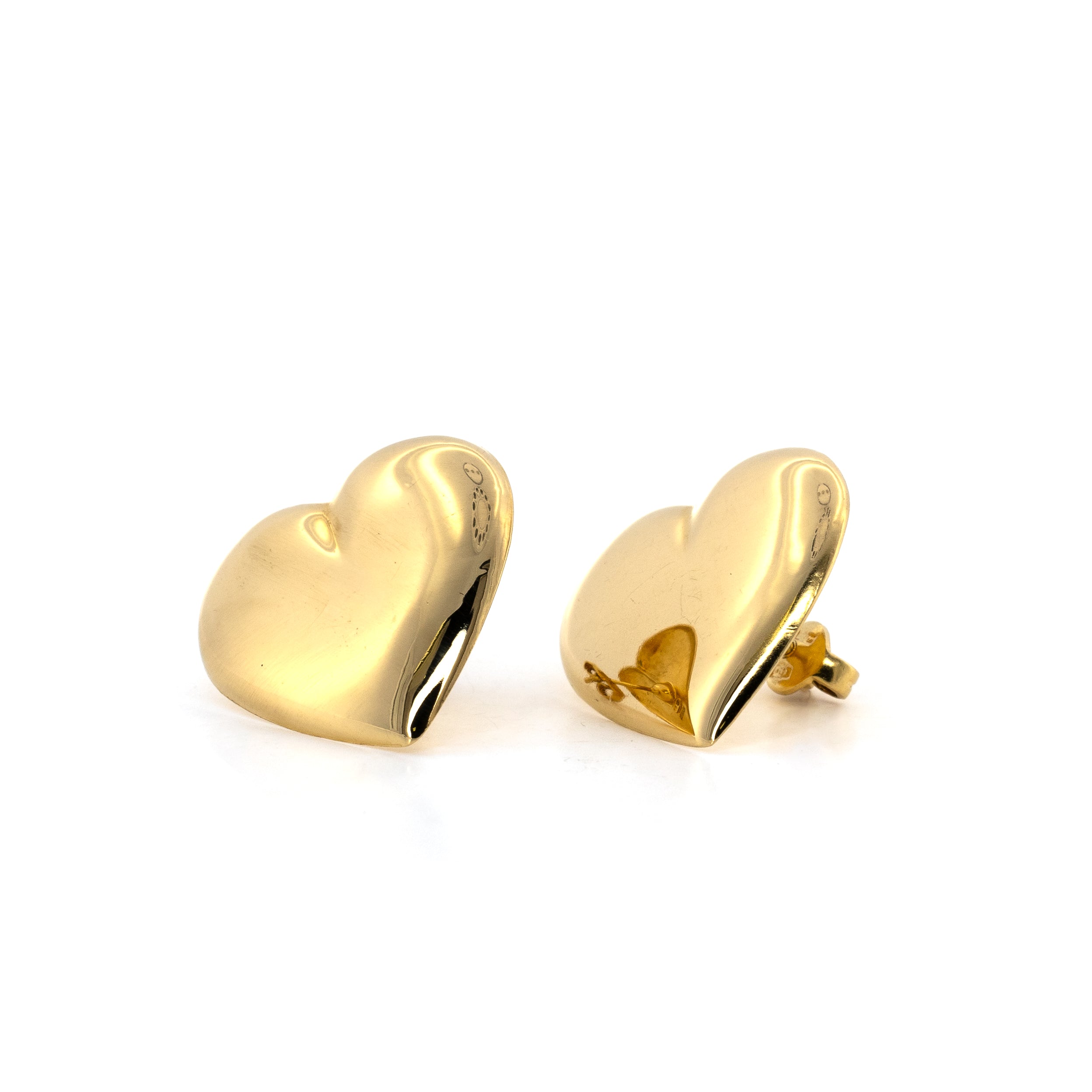 Yellow Gold Heart Stud Earrings