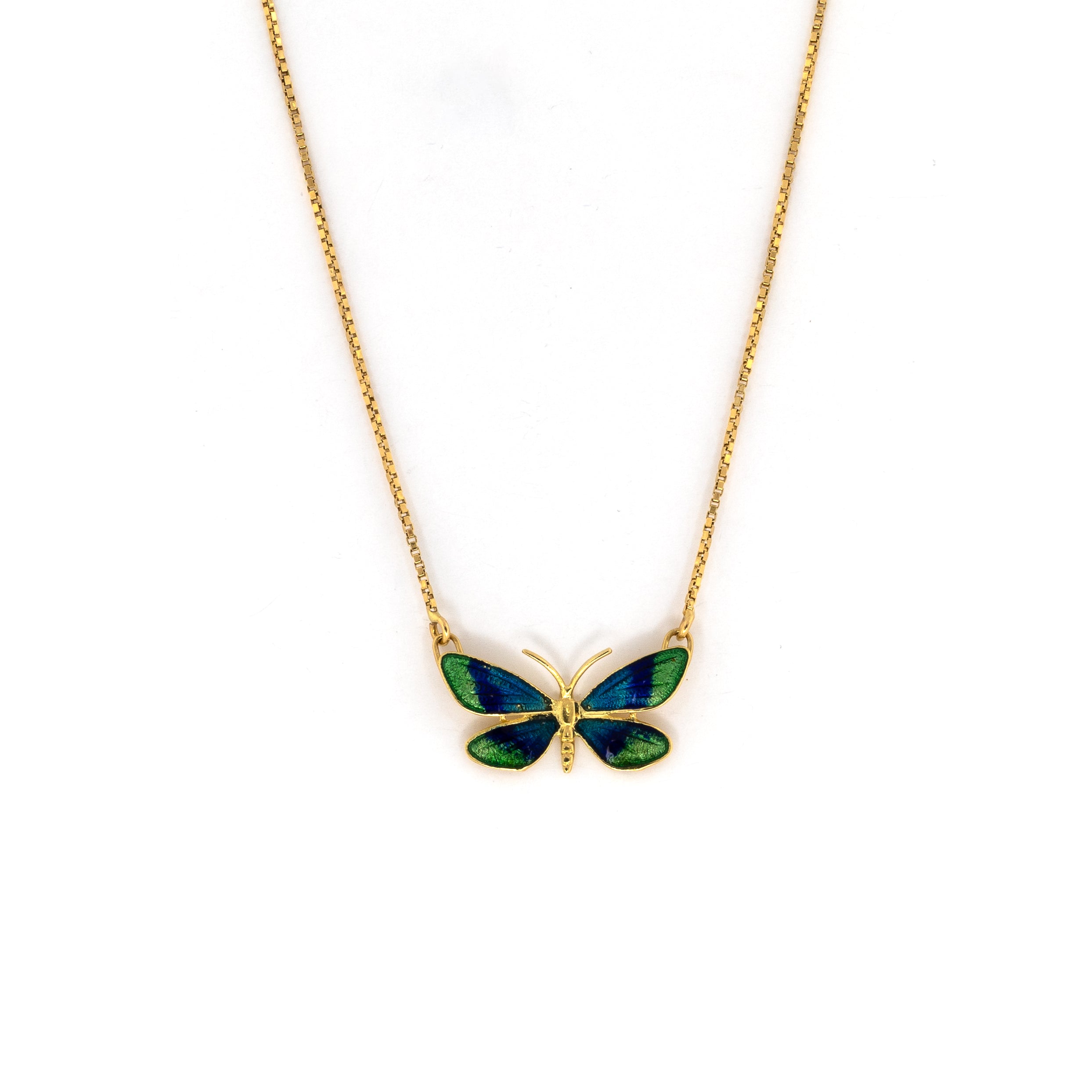 Yellow Gold Enamel Pendant Necklace