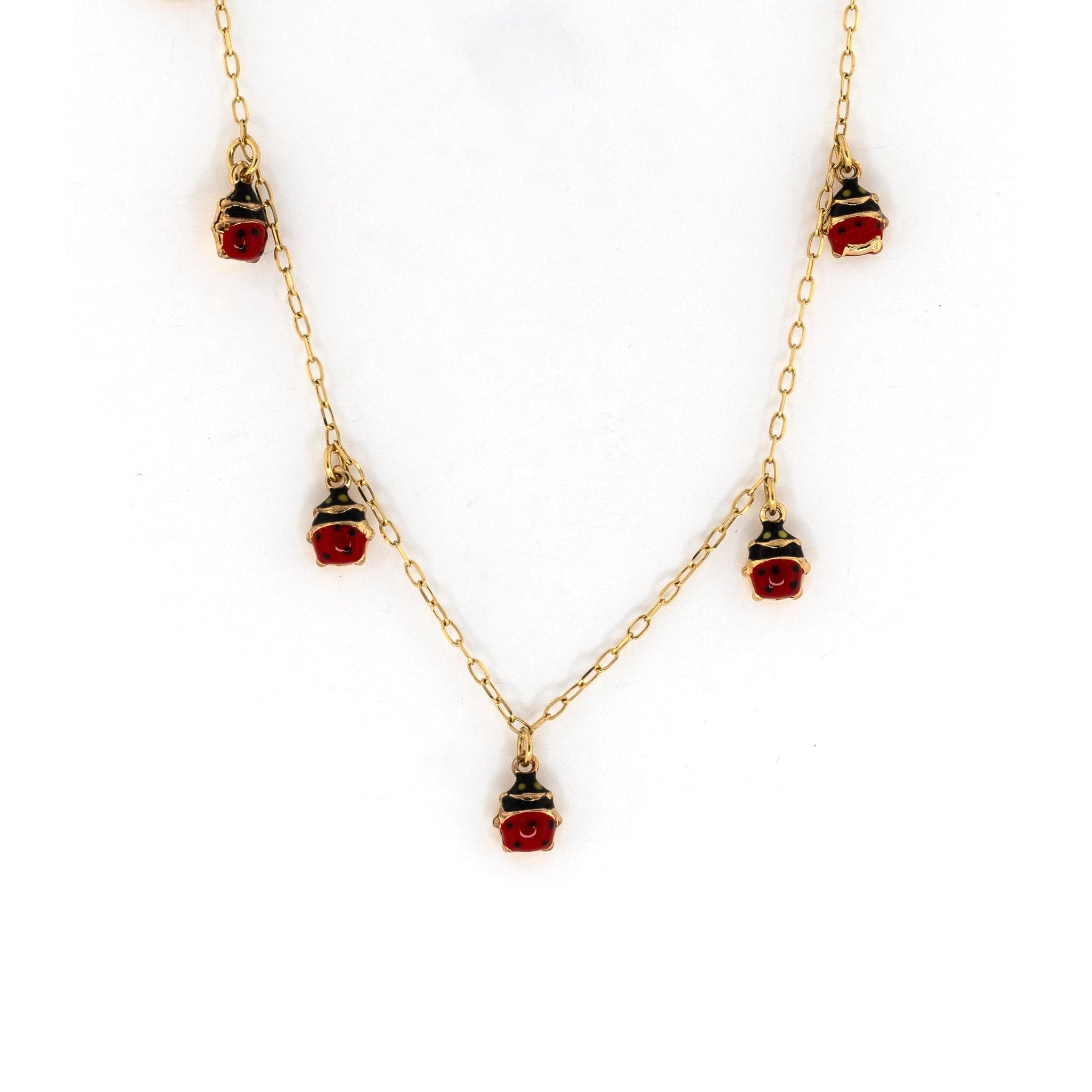 Yellow Gold Ladybug  Chain Necklace