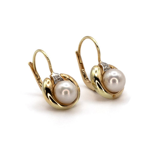 Pearl Drop Gold Earrings