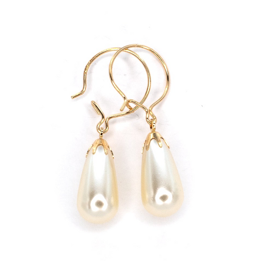Pearl Teardrop Gold Earrings