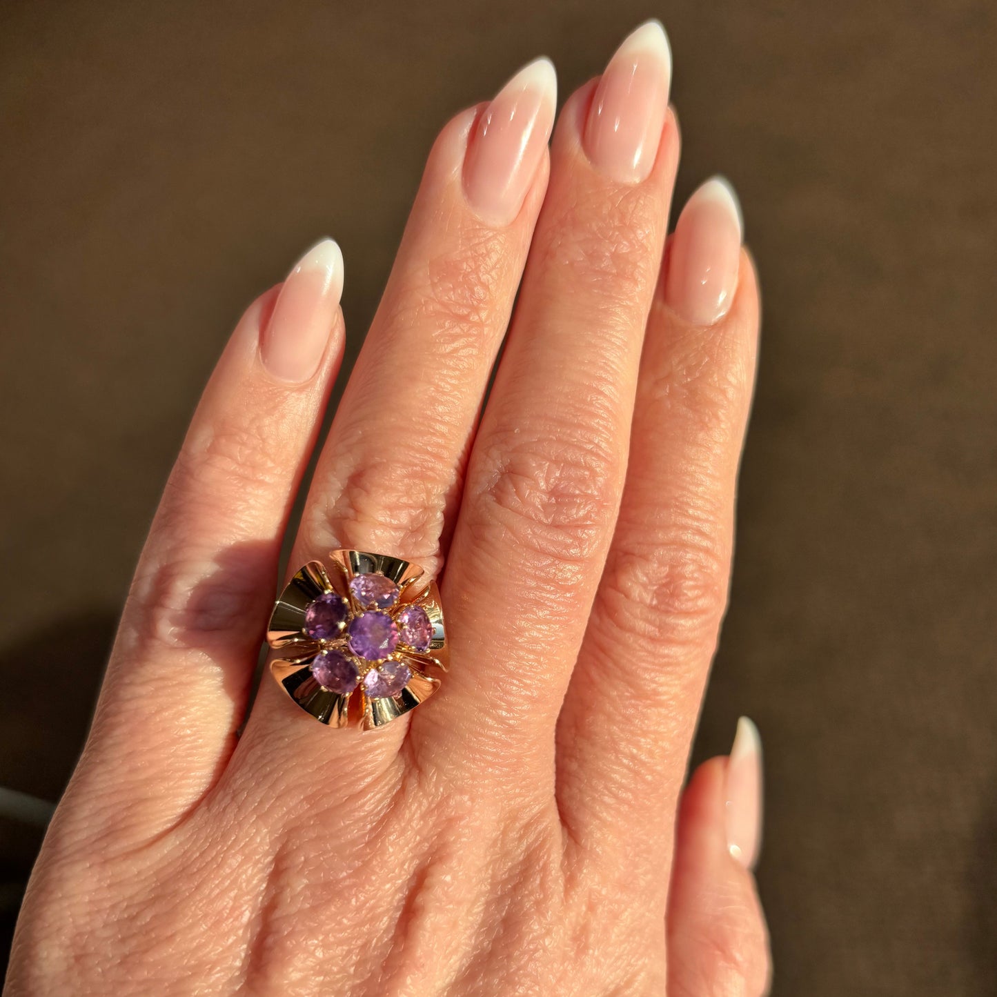 Purple Flower Power Gold Ring