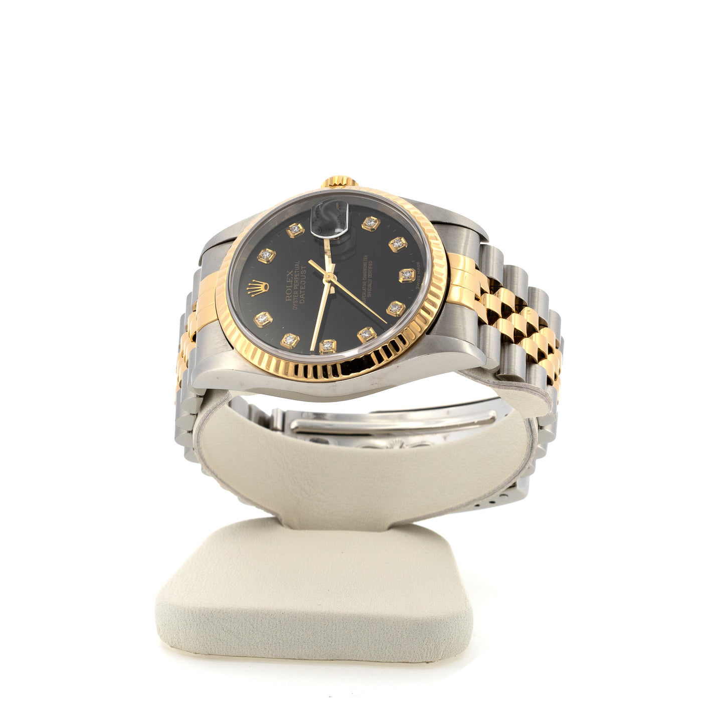 Rolex Datejust 36 Diamond Black Dial Two Tone 18k Yellow Gold