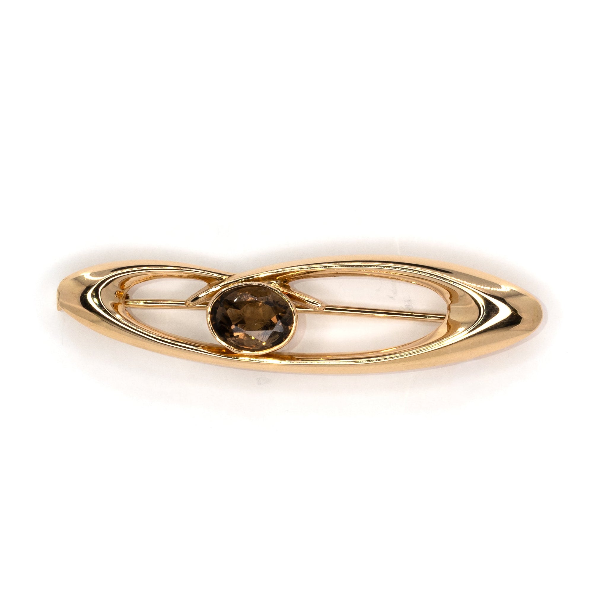 Vintage Elongated Oval Gem Brooch