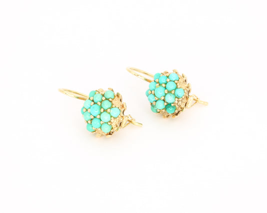 Turquoise Drop Gold Earrings