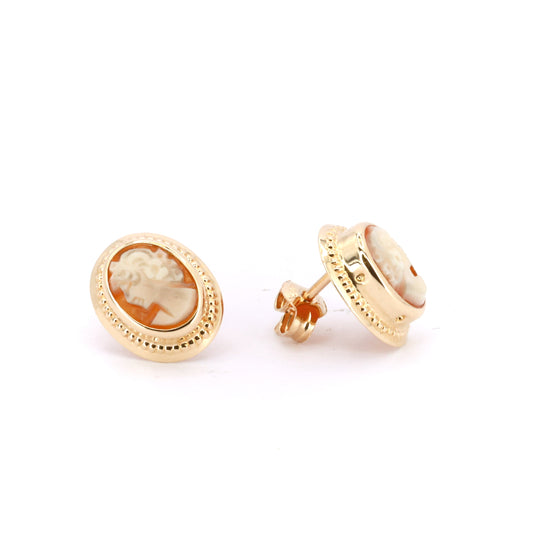 Vintage Cameo -kultaiset nappikorvakorut