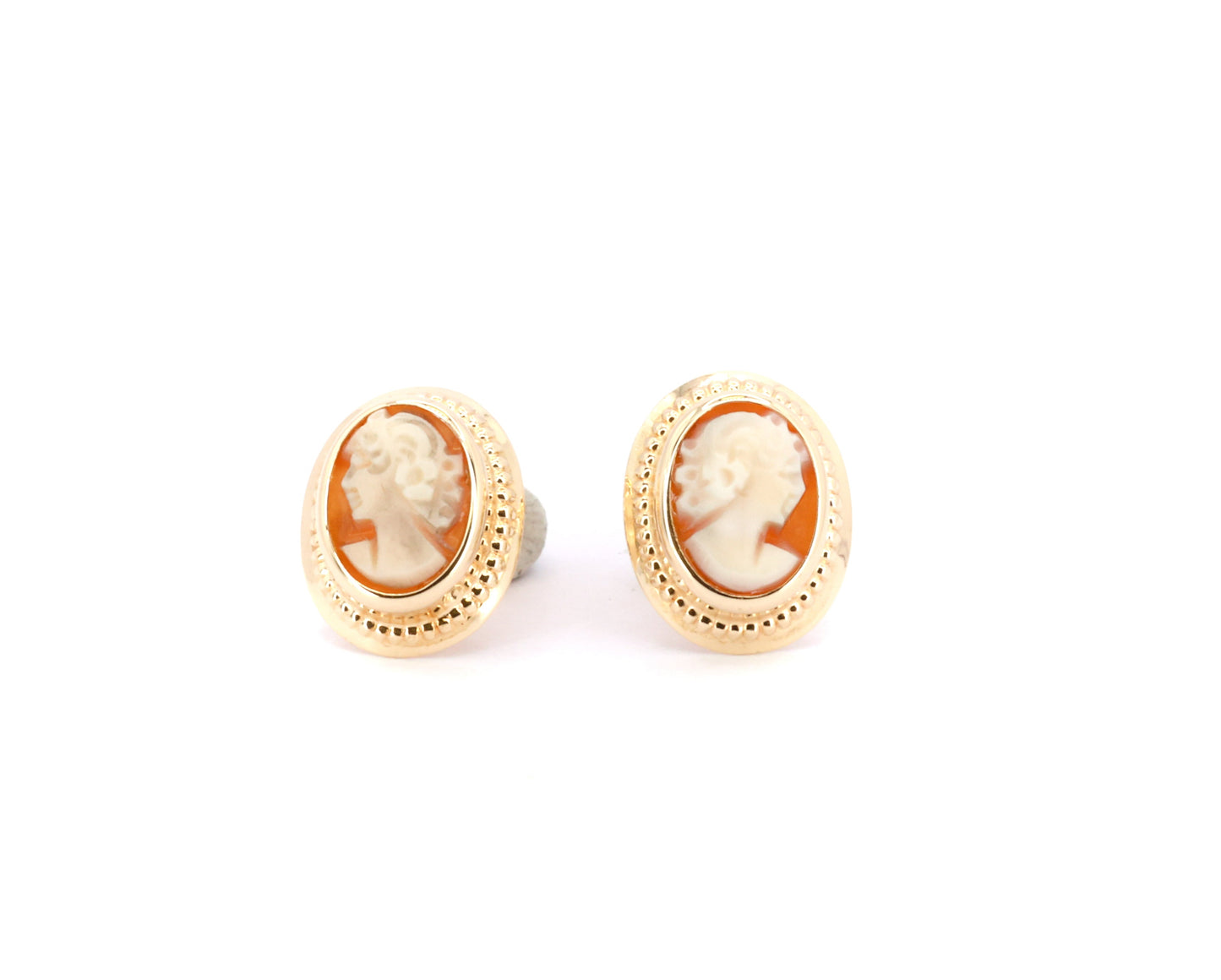 Vintage Cameo -kultaiset nappikorvakorut