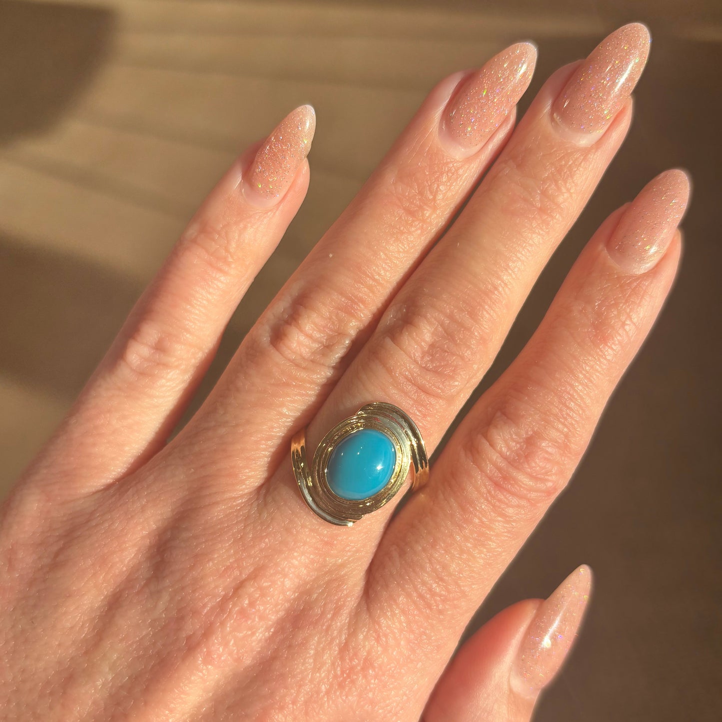 Turquoise Art Deco Gold Ring