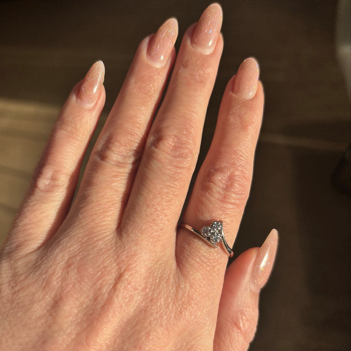 Three Diamond White Gold Ring