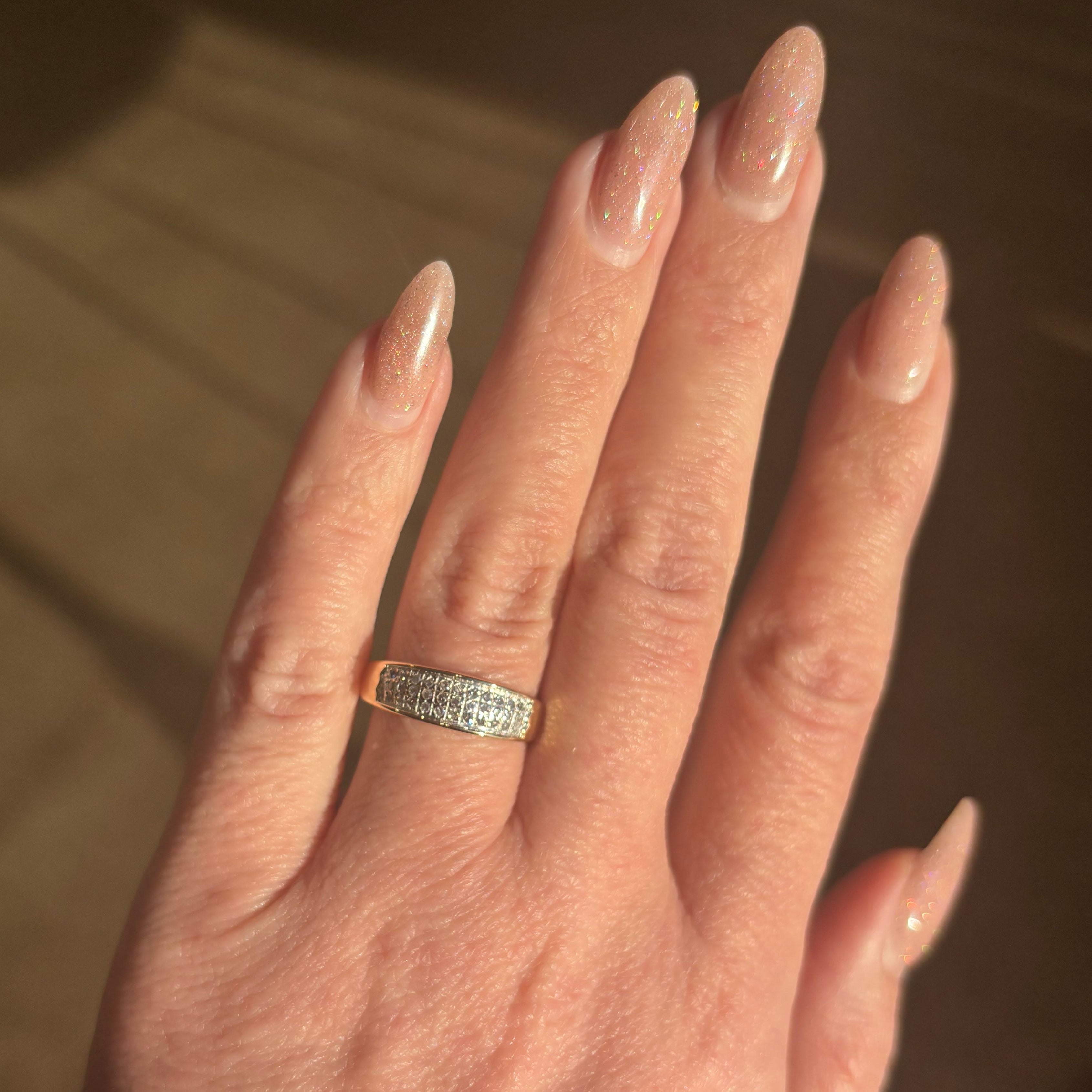 Diamond Multi-Row Gold Band Ring