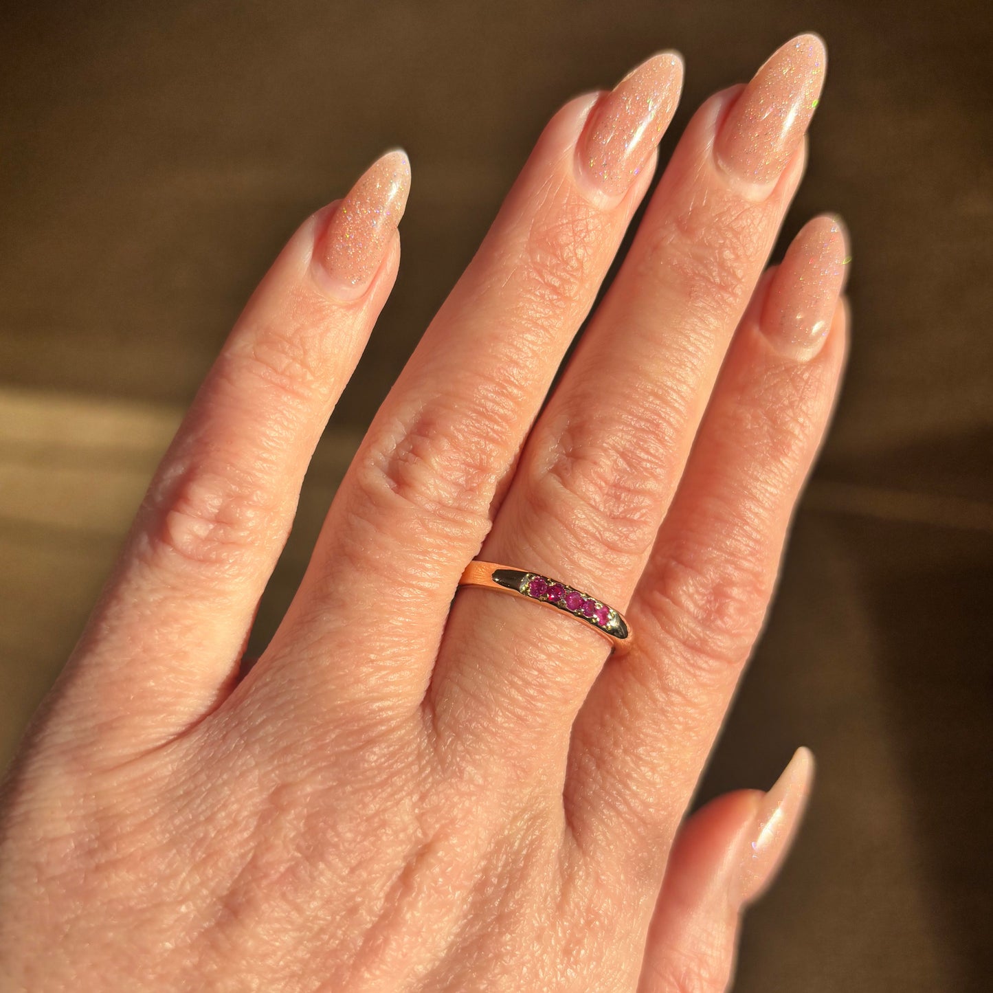 Raspberry Pink Gem Gold Ring