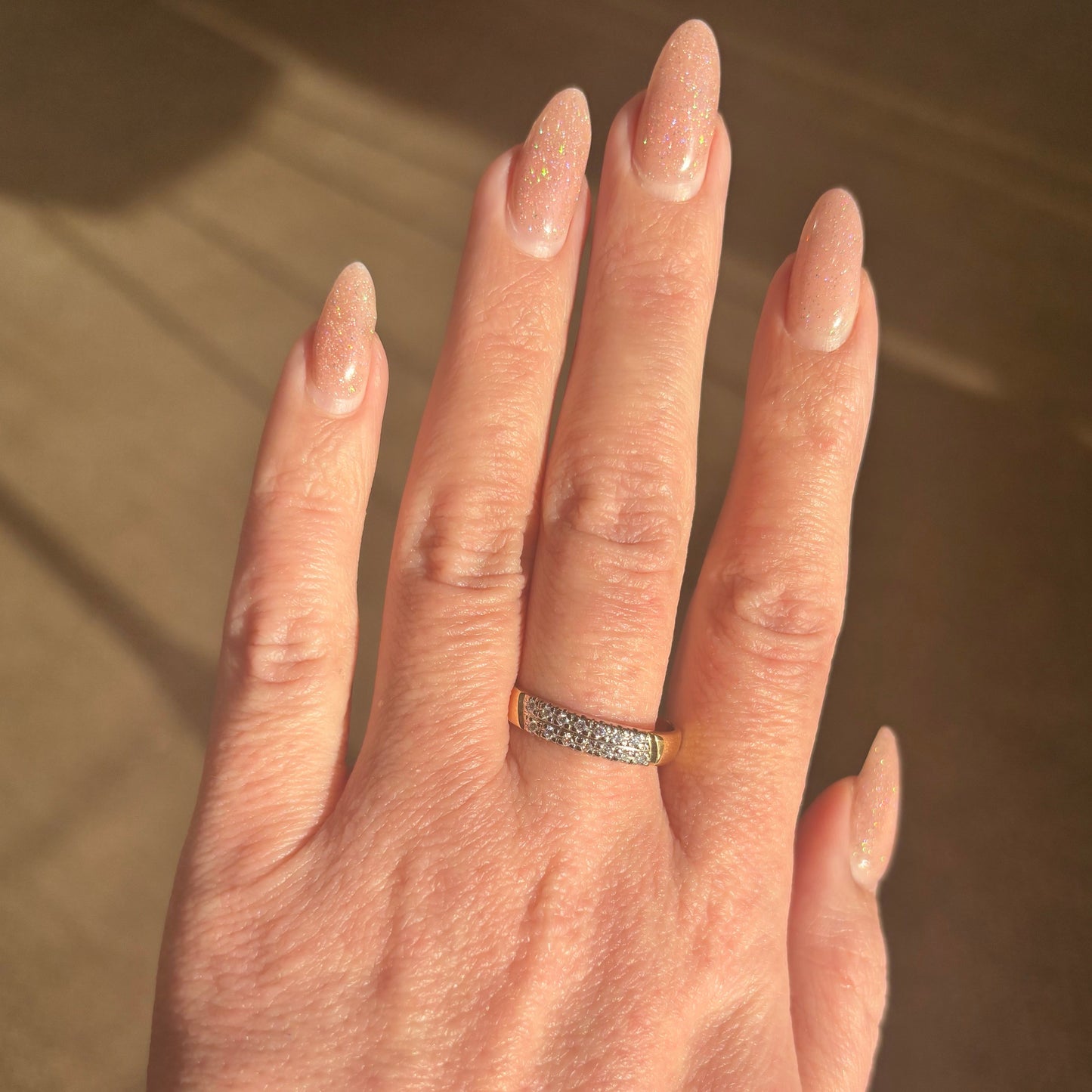 Double Row Diamond Gold Band Ring