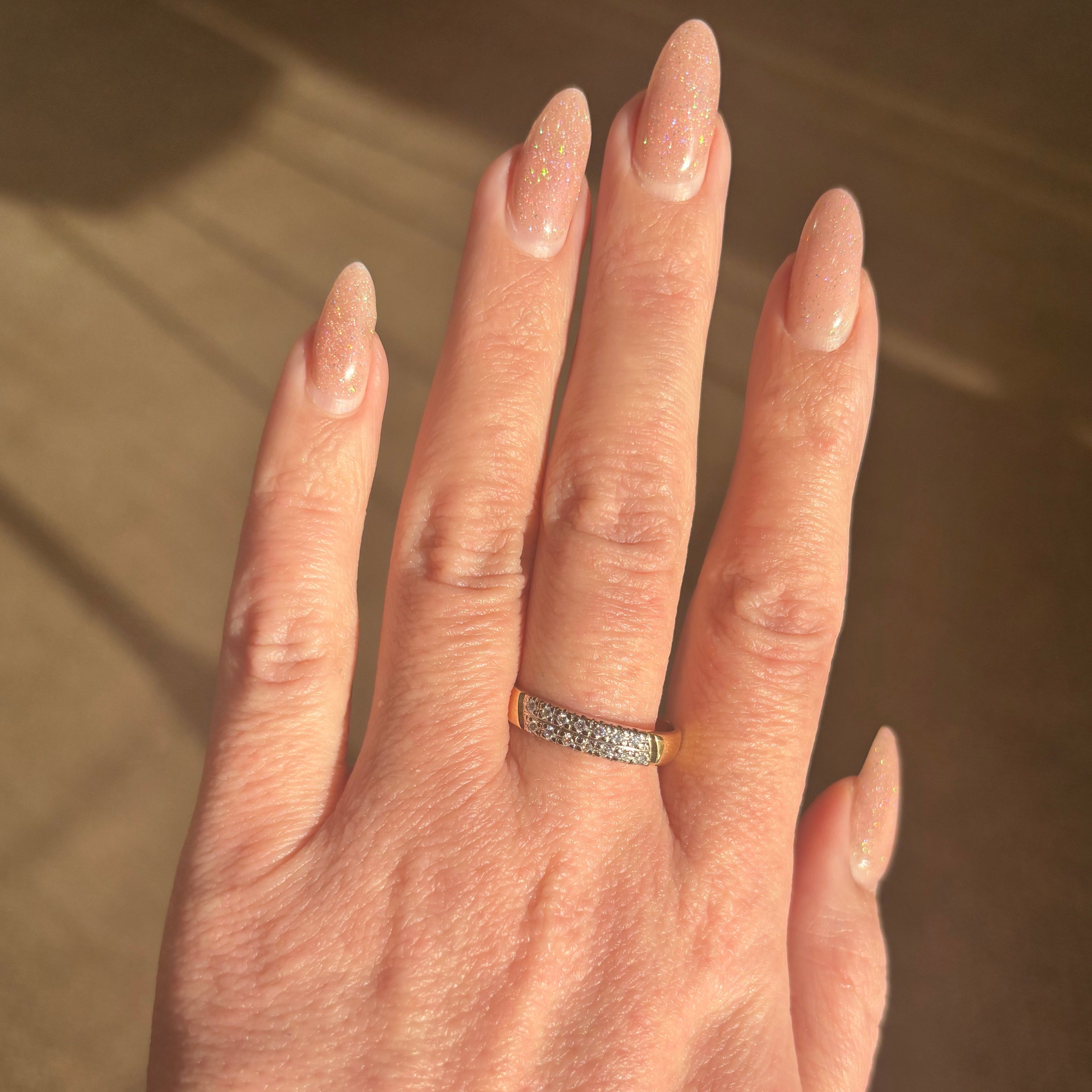 Double Row Diamond Gold Band Ring